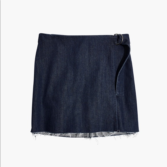 NWT Madewell Denim Raw-Hem Mini Wrap Skirt - Picture 5 of 6